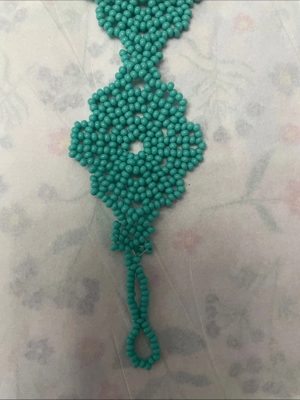 Handmade Turquoise Beaded Floral Bracelet
